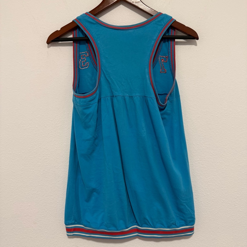 VTG Billabong Tank Top Y2K Cotton Raceback Front Graphic Blue Red Size 10 Medium - Picture 5 of 6